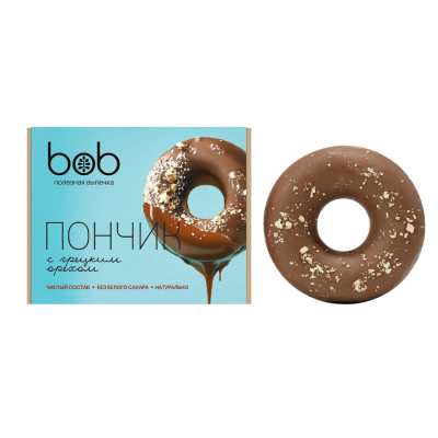 Пончик шоколадный с грецким орехом Bob